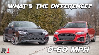 2022 Audi A4 vs S4 / 0-60 & Face-off! (A4 40 & 45)