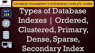 L124: Types of Database Indexes | Ordered, Clustered, Primary, Dense, Sparse, Secondary Index | DBMS