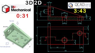 QCAD practice #2 for 2D drawing (and DS Mechanical for 3D)