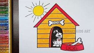 How To Draw A Dog House | Dog House Drawing | Easy Drawing | Smart Kids Art