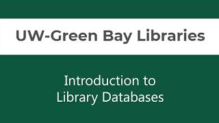 Introduction to Library Databases