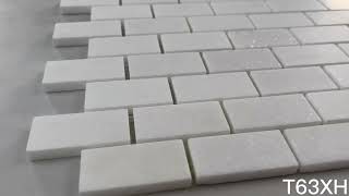 Marble Online - Thassos White Marble 1x2 Medium Brick Mosaic Tile Honed