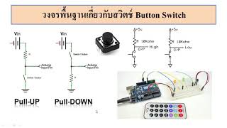 Arduino UNO LED + Button Switch ON OFF ทดสอบสวิตช์กดติดปล่อยดับ บอร์ด Arduino UNO R3