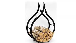 DanDiBo Firewood Log Rack Indoor Firewood Storage Rack Metal Black Flame Steel Firewood Rack