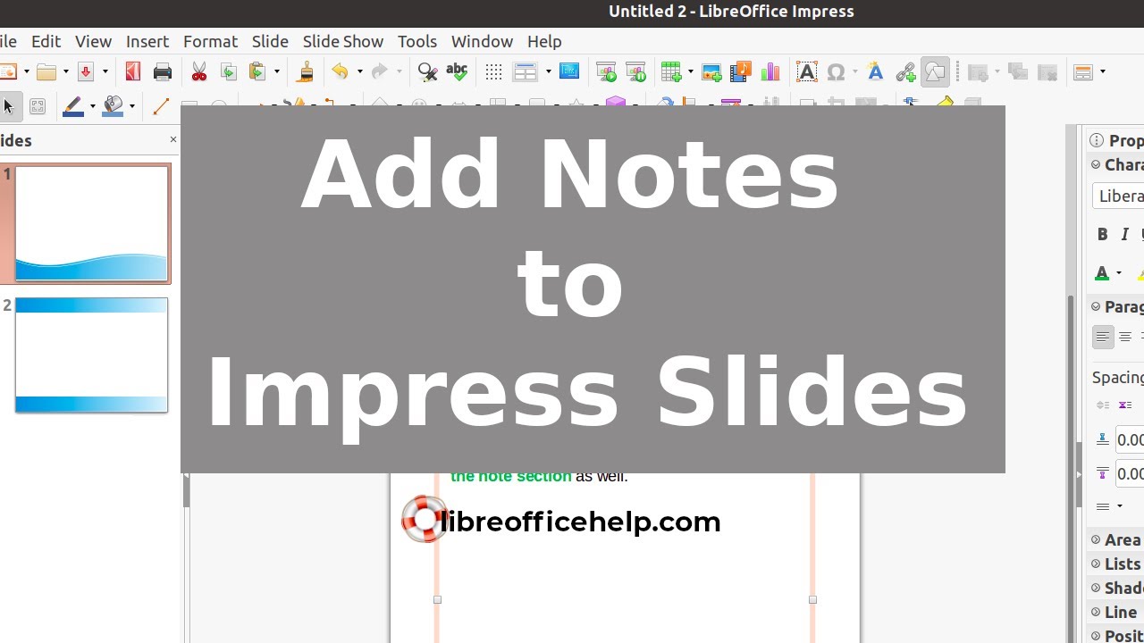 Add Notes To Libreoffice Impress Slides Youtube