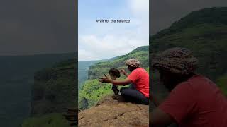 Huge rock balanced on a small rock in Sahyadri mountains #rockbalance #rockbalancing