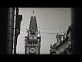 1937 electric powered light railroad in old traditional german style neighborhood. berlin germany