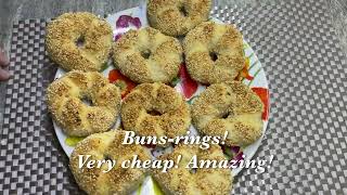 Yummy! The cheapest buns-rings! No butter! No eggs! No milk! ASMR