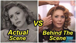 WandaVision Episode 9 Actual Scene VS Behind The Scene Elizabeth Olsen & Paul Bettany Wanda Vision