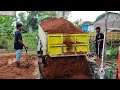 Truk Jomplang, Mobil Truk Pengangkut Tanah Bongkar Muatan, FULL BAK Menggunung Di KOTAK PONDASI