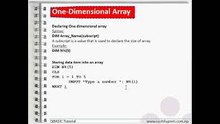 One Dimensional Array in QBASIC