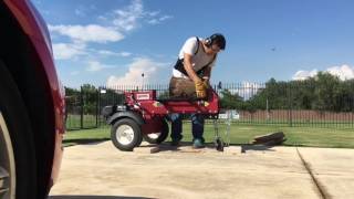 Boss Industrial 16 Ton Wood splitter. First cut.