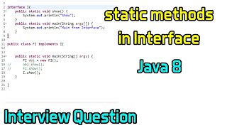 static methods in Interface | Interview Question | Java 8 | Hindi