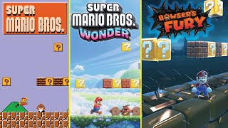Super Mario Bros Wonder vs Bowser's Fury vs Super Mario Bros! Original Mario 1-1 Remake Comparisons