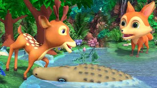 हिरण और मगरमच्छ की कहानी।  deer and greedy crocodile Hindi story || 3D hindi kahaniya