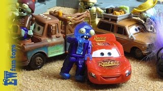 Zombies invade Radiator Spring Plants vs Zombies PeaShooter Review Disney Pixar Cars Story Set