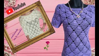 Tutorial Blusa a crochet Bellotas Parte #2🤽‍♀️🩱💄💋facil crocheteando con la comadre