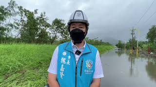 花蓮風雨災，76件災情處理中。花蓮市積水嚴重，市長親自指揮。