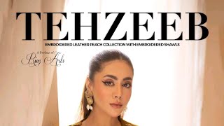 TEHZEEB BY RIAZ ART'S EMBROIDERED PEACH LEATHER COLLECTIONS