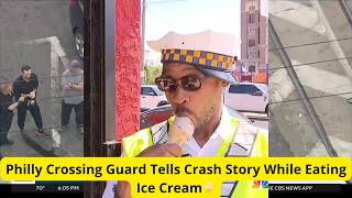 Crossing Guard CALMLY Eats Ice Cream While Describing Wild Crash 😂 (Caught on Camera)