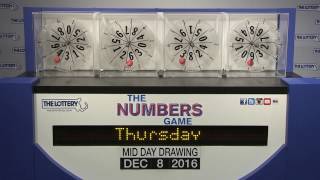 Midday Numbers Game Drawing: Thursday, December 8, 2016
