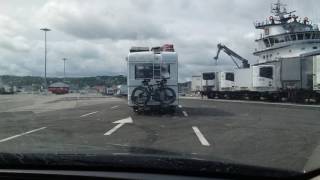 Disembarking Irish Ferries Epsilon by Car in Cherbourg, France.