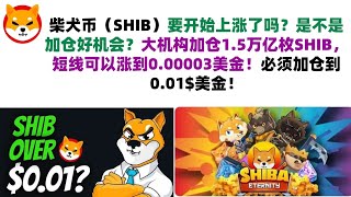 柴犬币（SHIB）要开始上涨了吗？是不是加仓好机会？大机构加仓1.5万亿枚SHIB，短线可以涨到0.00003美金！必须加仓到0.01$美金！shib币|柴犬币|屎币行情分析！