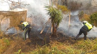 Incendio forestal en ingreso a Antigua Guatemala