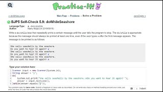 Java Practice It || 5.9 doWhileSeashore || do/ while, do while loop basics