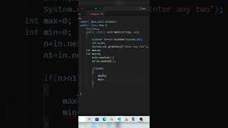Java program to print max and min value , find max and min value of two values