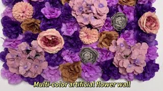 Purple indoor and outdoor decorative synthetic flower wall