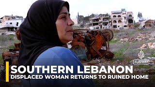 Displaced Lebanese woman returns to ruined home in Kfar Kila after Israeli military withdrawal