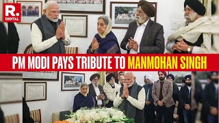 PM Modi \u0026 Amit Shah Pay Heartfelt Tribute to Manmohan Singh at His Delhi Residence