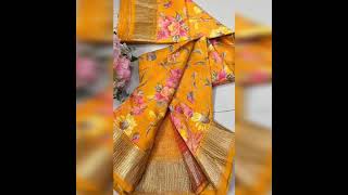 Banarasi crepe silk digital printed sarees with blouse (whatsapp 9160538899)