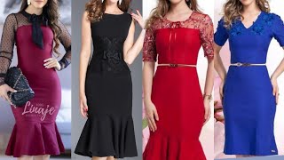 Extremely beautiful and stunning plain marmaid bodycon dresses with different lace designing ideas