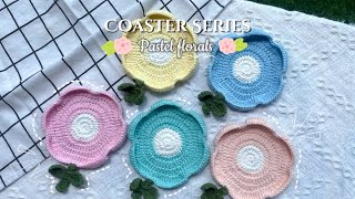 Crochet tutorial: How to do colourful floral coaster 🌸🥤*Beginner friendly *