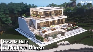 Minecraft: How To Build a Modern House Tutorial (Building Tutorial) (#10) | 마인크래프트 건축, 모던하우스, 인테리어
