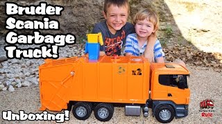 Garbage Truck Videos For Children l Bruder SUPER ORANGE Garbage Truck UNBOXING l Garbage Trucks Rule
