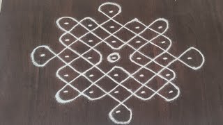 | Simple Daily Rangoli | 7*1 Dots Melikala Muggulu | perfect rangoli |