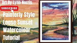 How To Watercolour Paint, in a Painterly Style, Sunset Watercolour Tutorial