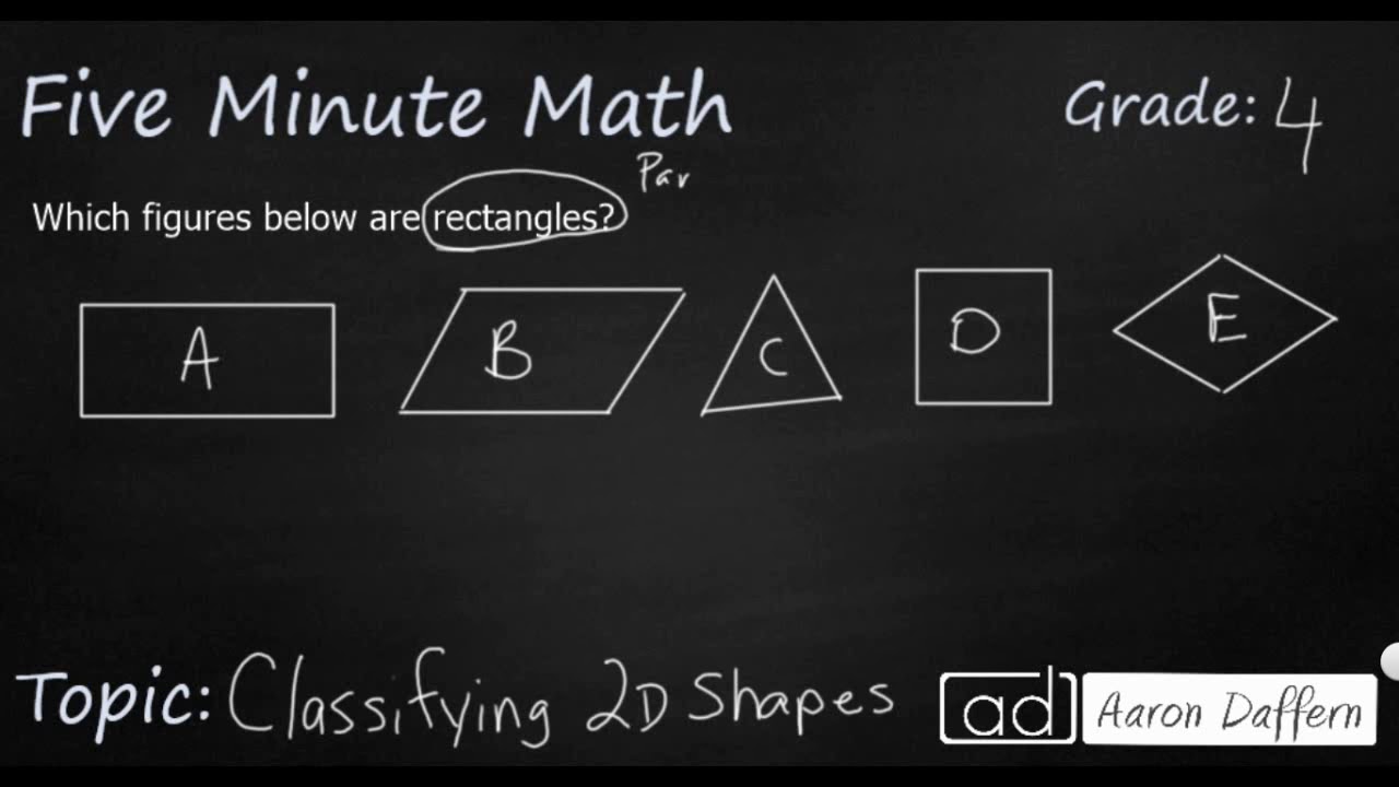 4th Grade Math Classifying 2d Shapes