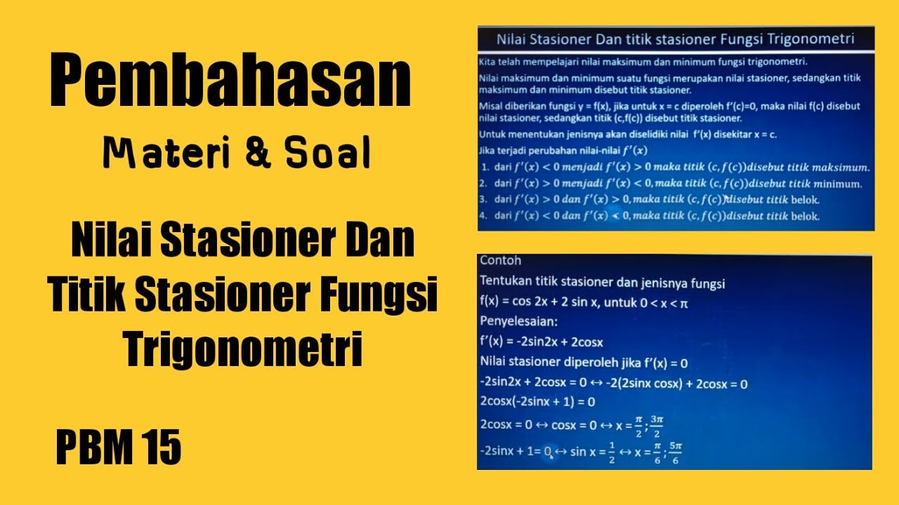 Contoh Soal Dan Pembahasan Nilai Stasioner