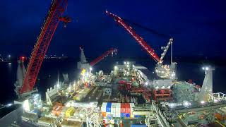 Installation of the Jacket lift system (JLS) beams on Pioneering Spirit