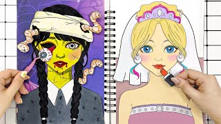 [🌸How To Paper DIY🌸] Bridal Makeup Tutorial \u0026 Wednesday Zombie Makeup #6 | Wonder Art Paper