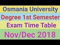 OU Degree 1st Sem Time Table 2018 | OU Degree Exam Time Table 2018