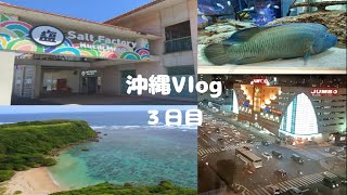 【沖縄Vlog３日目】イオンの中に水槽！？塩の製造過程も見学！綺麗な景色に癒された