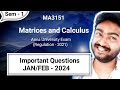 Matrices and Calculus Important questions in Tamil MA3151 Jan/Feb 2024 Anna University Exam in Tamil