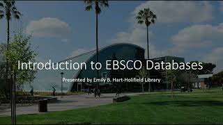 Introduction to EBSCO Databases