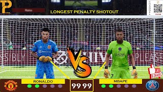 Pes 23 | Longest Penalty - Goalkeeper Ronaldo 99 vs 99 Goalkeeper Mbappe - PSG Vs Man United