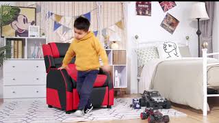 Costway Kids Youth PU Leather Gaming Sofa Recliner